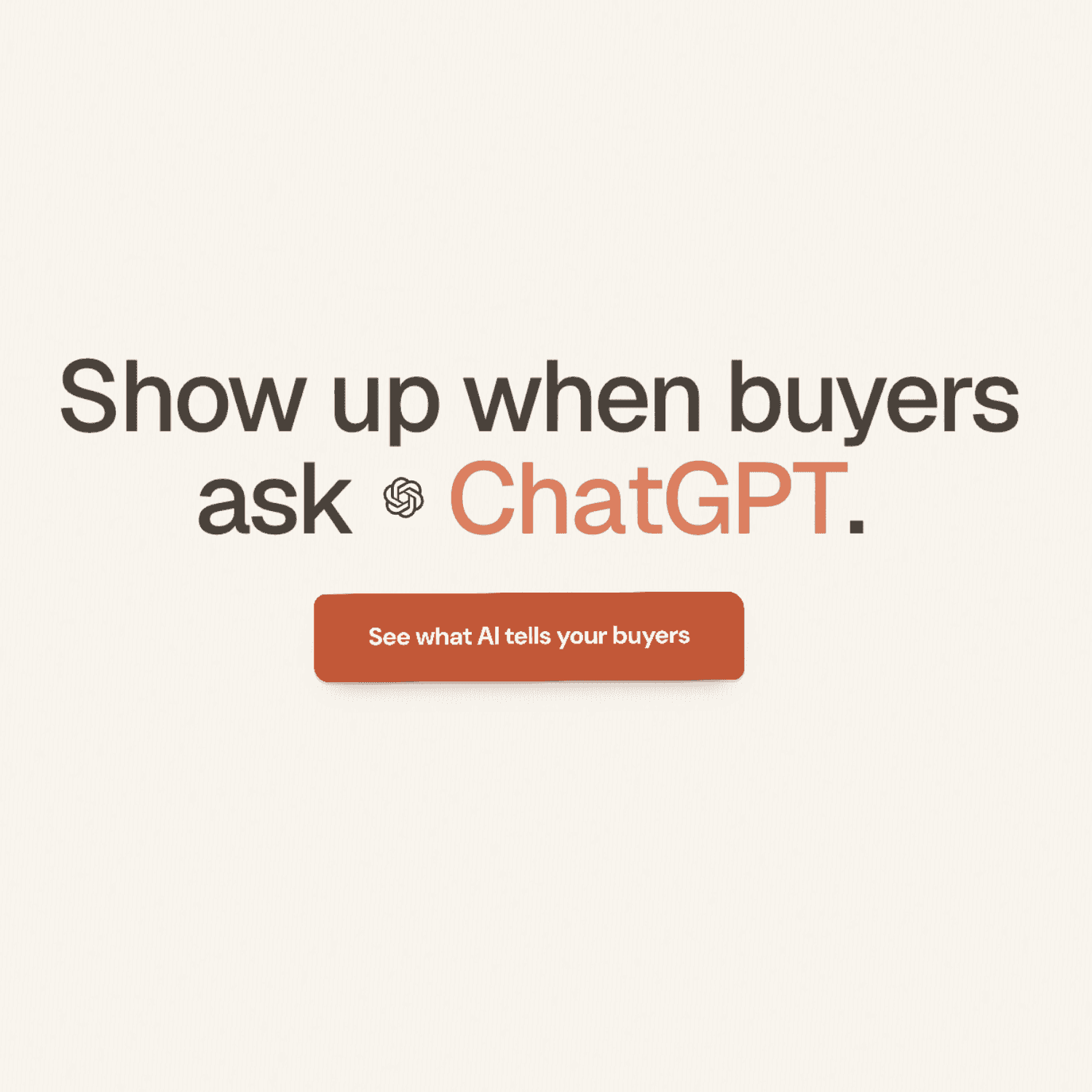 Le titre de Loudmink, Show up when buyers ask ChatGPT, sur fond crème